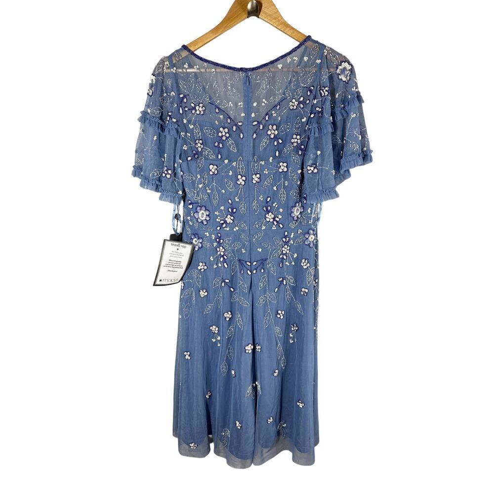 Adrianna Papell Blue Floral Embroidered Midi Dress - Picture 2 of 15